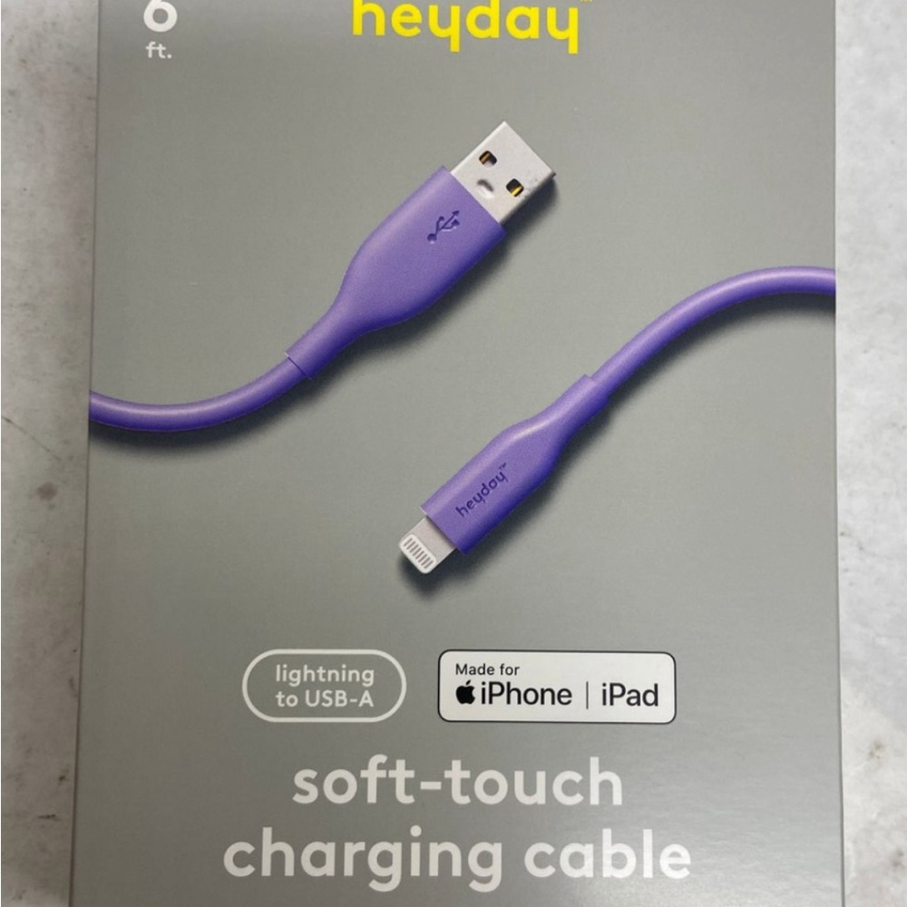 Purple Lightning to USB-A Charging Cable